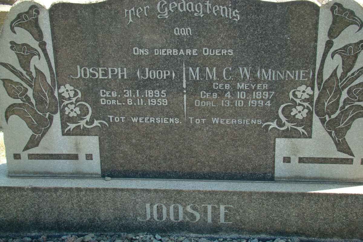 JOOSTE Joseph 1895-1959 &amp; M.M.C.W. MEYER 1897-1994