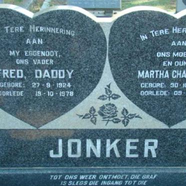 JONKER Fred 1924-1978 &amp; Martha Chatherina 1929-2001