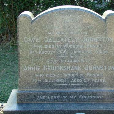 JOHNSTON David Gellately -1930 &amp; Annie Cruickshank -1965