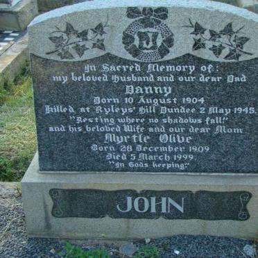 JOHN Danny 1904-1945 &amp; Myrtle Olive 1909-1999