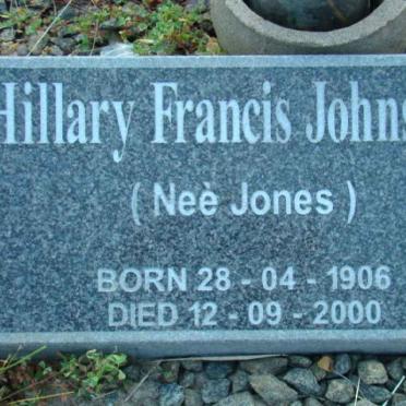 JOHNSTONE Hillary Francis nee JONES 1906-2000
