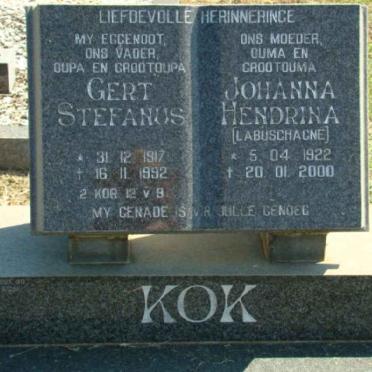 KOK Gert Stefanus 1917-1992 &amp; Johanna Hendrina LABUSCHAGNE 1922-2000