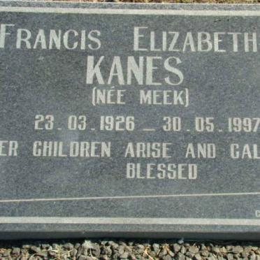 KANES Francis Elizabeth nee MEEK 1926-1997