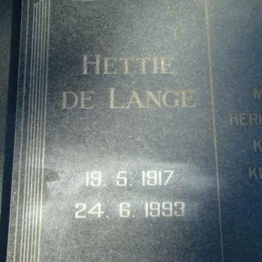 LANGE Hettie, de 1917-1993