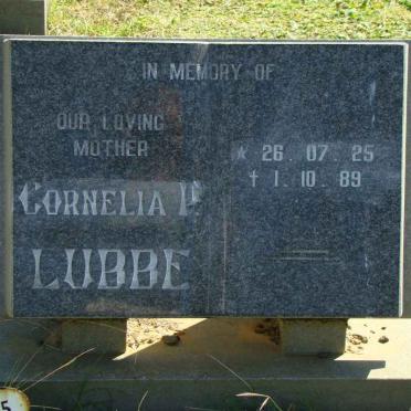 LUBBE Cornelia P. 1925-1989