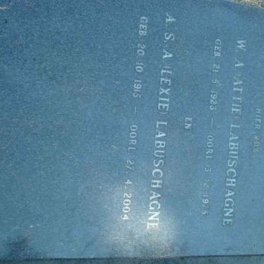 LABUSCHAGNE W.A. 1923-1975 &amp; A.S.A. 1915-2004