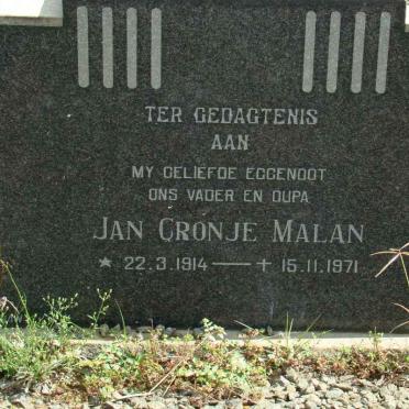 MALAN Jan Cronje 1914-1971