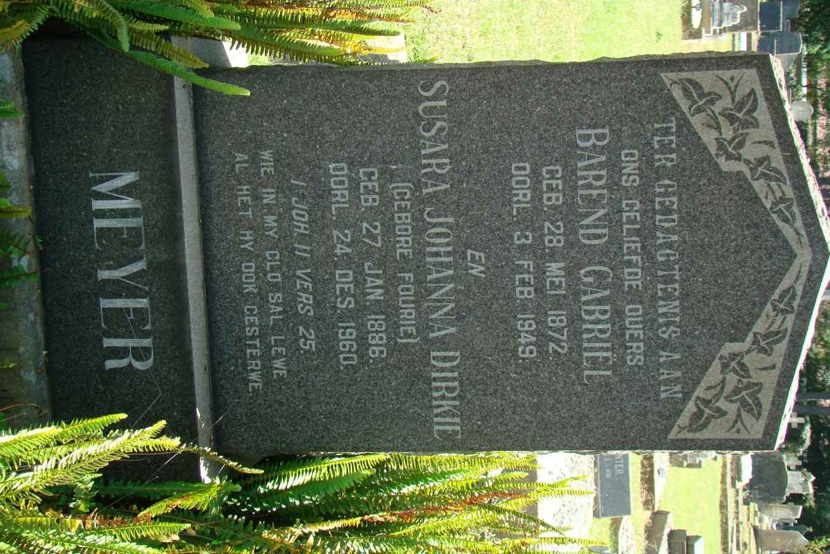 MEYER Barend Gabriel 1872-1949 &amp; Susara Johanna Dirkie FOURIE 1886-1960