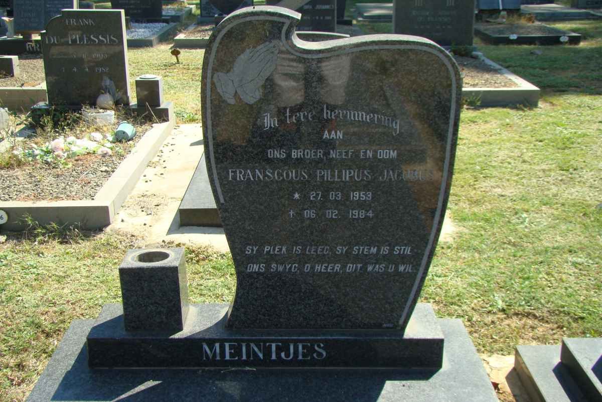 MEINTJES Franscous Pillipus Jacobus 1953-1984