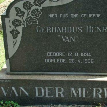 MERWE Gerhardus Henri, van der 1894-1966