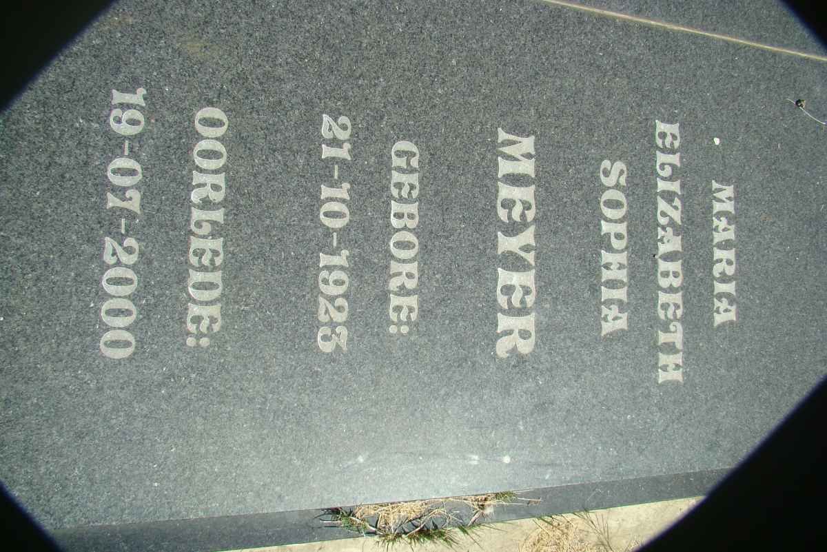 MEYER Maria Elizabeth Sophia 1923-2000