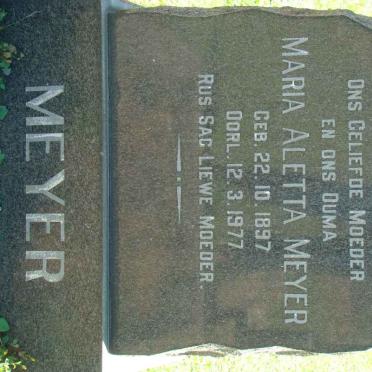 MEYER Maria Aletta 1897-1977