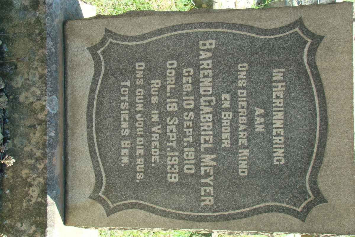MEYER Barend Gabriel 1910-1939