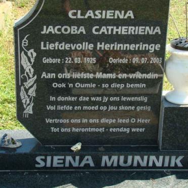 MUNNIK Clasiena Jacoba Catheriena 1925-2003