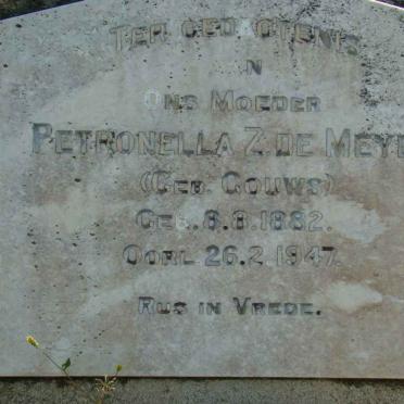 MEYER Petronella Z., de nee GOUWS 1882-1947