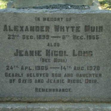 MUIR Alexander Whyte 1899-1965 :: LONG Jeanie Nicol nee MUIR 1905-1970