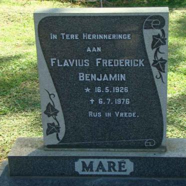 MARE Flavius Frederick Benjamin 1926-1976