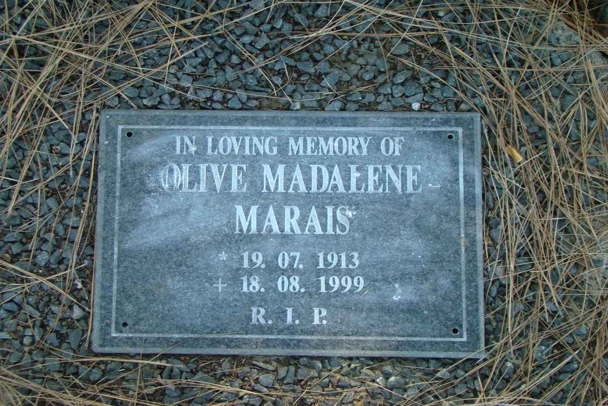 MARAIS Olive Madalene 1913-1999