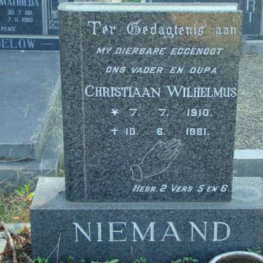 NIEMAND Christiaan Wilhelmus 1910-1981
