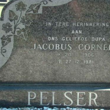 PELSER Jacobus Cornelis 1906-1981
