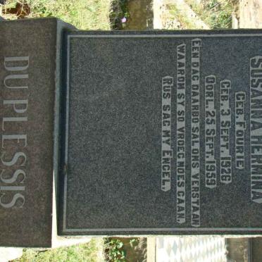 PLESSIS Susanna Hermina, du nee FOURIE 1926-1959