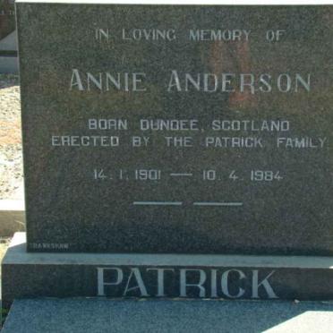PATRICK Annie Anderson 1901-1984