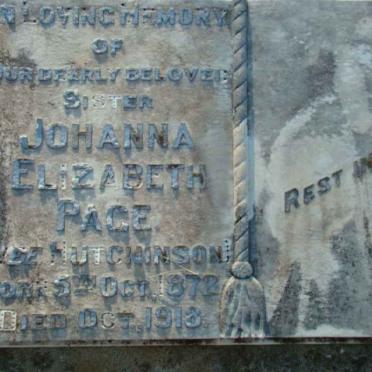 PAGE Johanna Elizabeth nee HUTCHINSON 1872-1918
