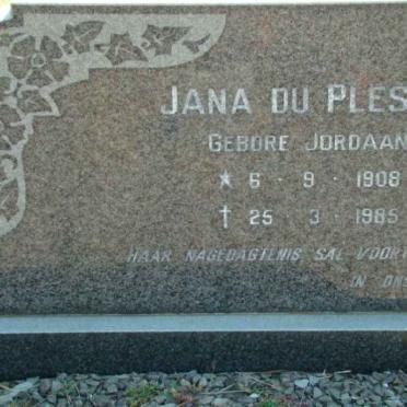 PLESSIS Jana, du nee JORDAAN 1908-1985