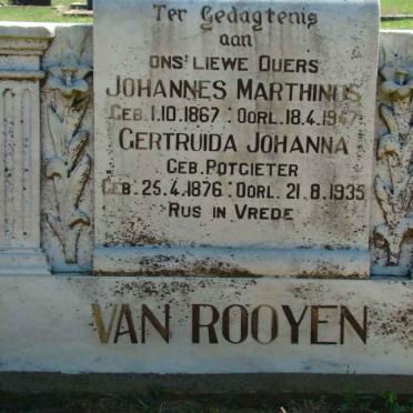 ROOYEN Johannes Marthinus, van 1867-1947 &amp; Gertruida Johanna POTGIETER 1876-1935