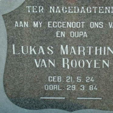 ROOYEN Lukas Marthinus, van 1924-1984