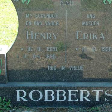 ROBBERTS Henry 1928-1990 &amp; Erika 1936-