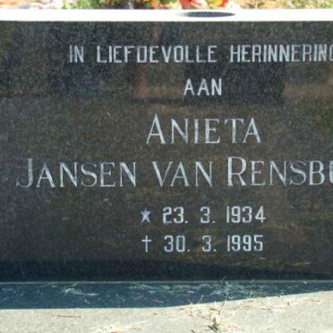 RENSBURG Anieta, Jansen van 1934-1995