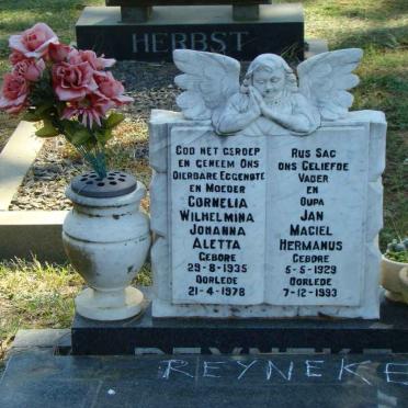 REYNEKE Jan Magiel Hermanus 1929-1993 &amp; Cornelia Wilhelmina Johanna Aletta 1935-1978 