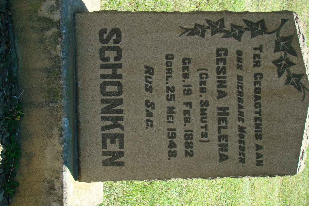 SCHONKEN Gesina Helena nee SMUTS 1882-1948