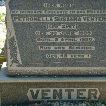 VENTER Petronella Susanna nee SMIT 1909-1950