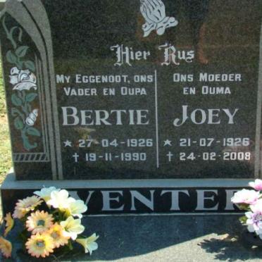 VENTER Bertie 1926-1990 &amp; Joey 1926-2008