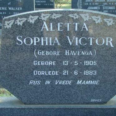 VICTOR Aletta Sophia nee HAVENGA 1905-1983