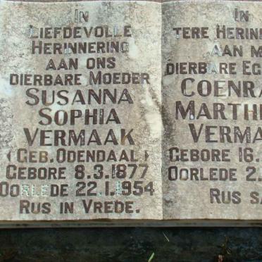 VERMAAK Coenraad Marthinus 1872-1943 &amp; Susanna Sophia ODENDAAL 1877-1954