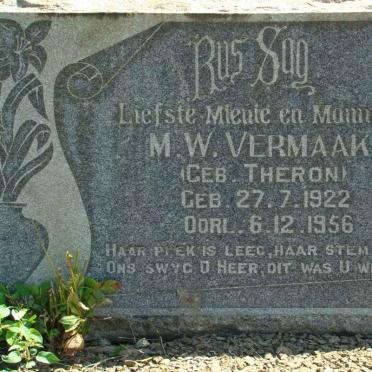 VERMAAK M.W. nee THERON 1922-1956