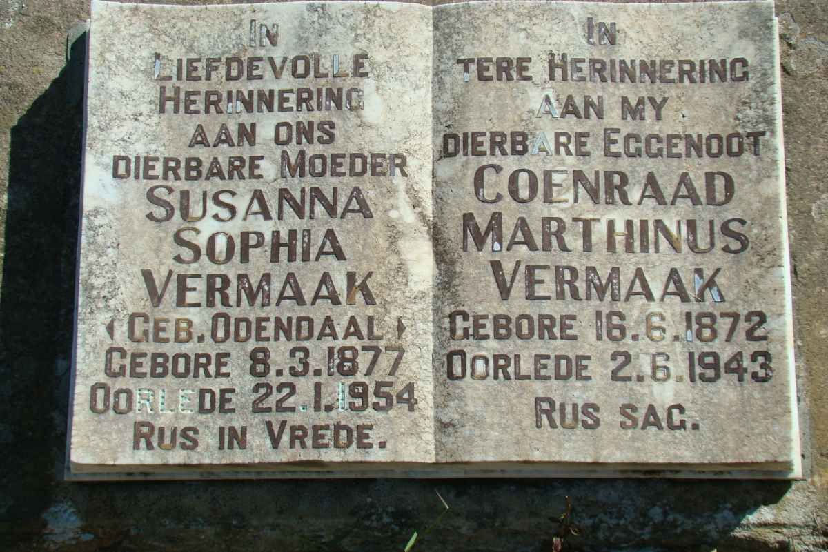 VERMAAK Coenraad Marthinus 1872-1943 &amp; Susanna Sophia ODENDAAL 1877-1954