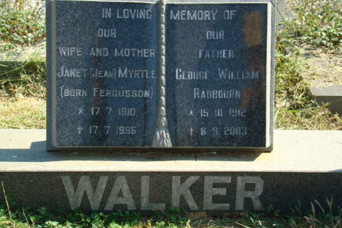 WALKER George William Radbourn 1912-2003 &amp; Janet Myrtle FERGUSSON 1910-1995