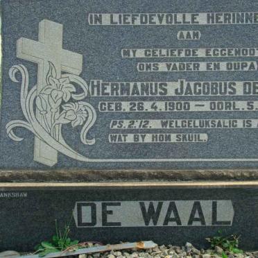 WAAL Hermanus Jacobus, de 1900-1964