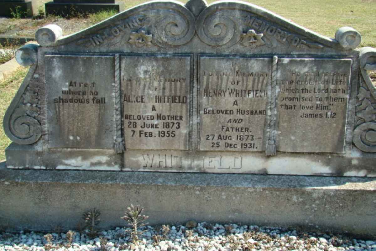WHITFIELD Henry 1873-1931 &amp; Alice 1873-1955
