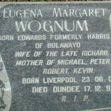 WOGNUM Eugena Margaret formerly HARRIS nee EDWARDS 1906-1992
