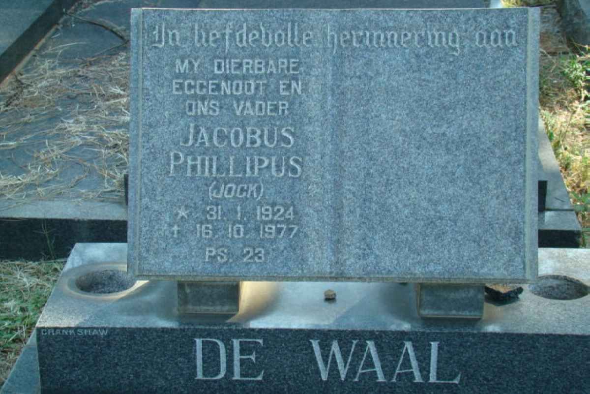 WAAL Jacobus Phillipus, de 1924-1977