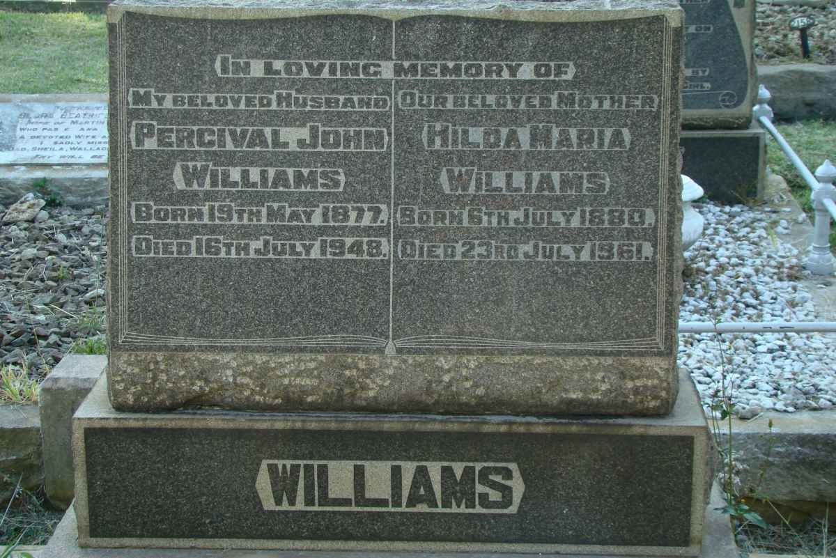 WILLIAMS Percival John 1877-1948 &amp; Hilda Maria 1880-1961