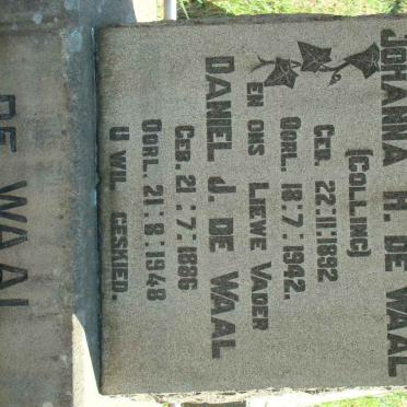 WAAL Daniel J., de 1886-1948 &amp; Johanna H. COLLING 1892-1942