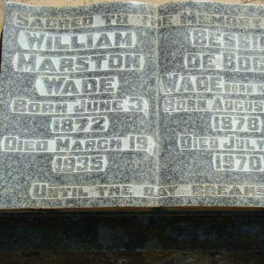 WADE William Marston 1872-1935 &amp; Bessie de Bock KENNARD 1878-1970