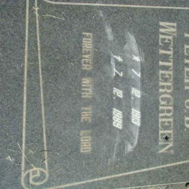 WETTERGREEN Peter G.D. 1913-1989