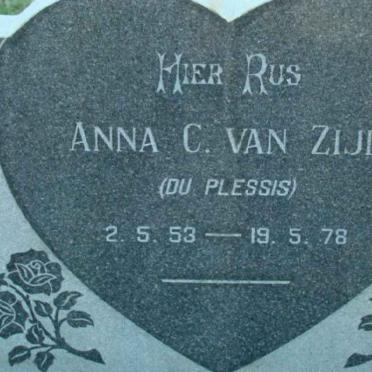 ZIJL Anna C., van nee DU PLESSIS 1953-1978